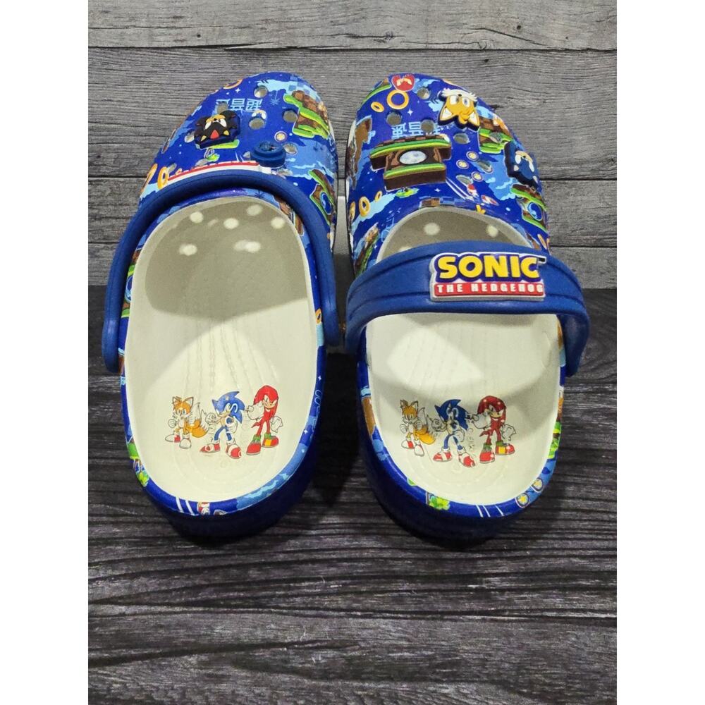 Crocs Sonic the Hedgehog Kids Blue Classic Clogs Jibbitz Charms Childs Size 12 - Picture 6 of 8